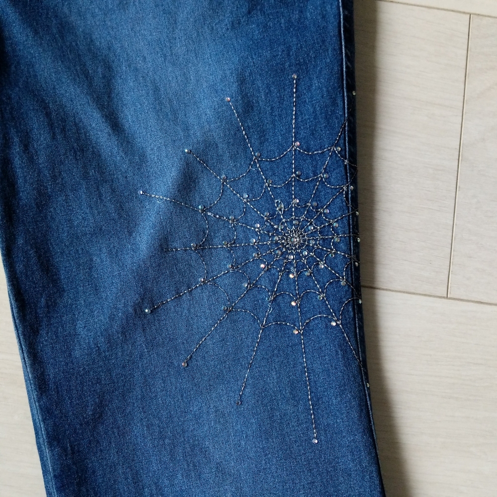 Y2K Rhinestone Spider Web Jeans - Picture 13 of 16